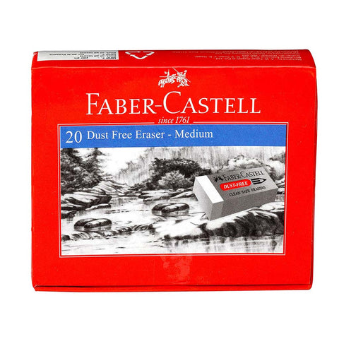 Faber-Castell Dust-Free Erasers - Medium, Pack of 20 (White)